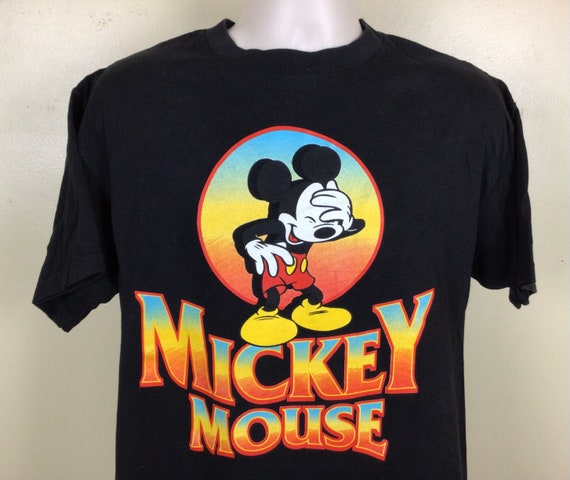 Vtg 90s Mickey Mouse T-Shirt Black L Disney Unlim… - image 1