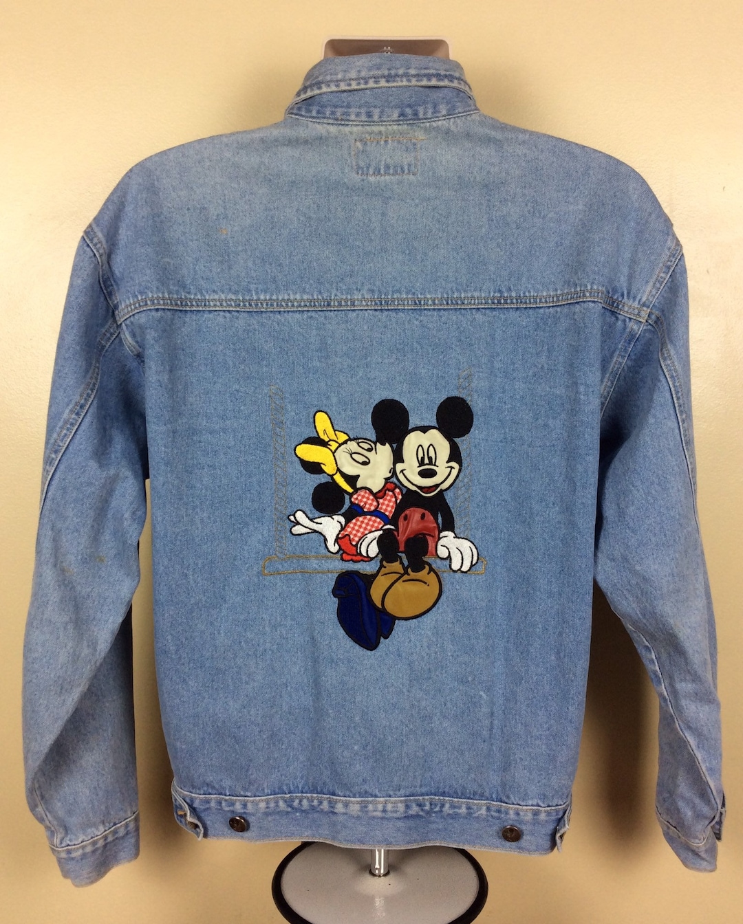 ジャケット・アウター 90s hollywood Mickey denim jacket Vintage Mickey Mouse Denim Jacket 90s XL – Black Shag Vintage