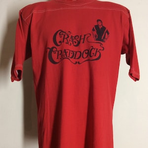 Vtg 70s 80s Crash Craddock Jersey Style T-Shirt Red M/L Country Rock Rockabilly Music image 1