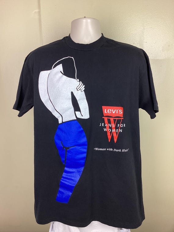 Vtg Early 90s Levi's Jeans for Women T-shirt Black L Woman Vtg Early 90s Levi's Jeans for Women T-shirt Black L Woman