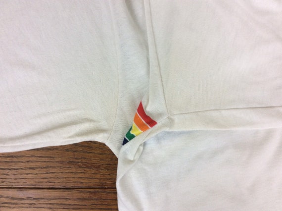 Vtg 80s NY Yankees Rainbow Stripes Polo Shirt Whi… - image 6