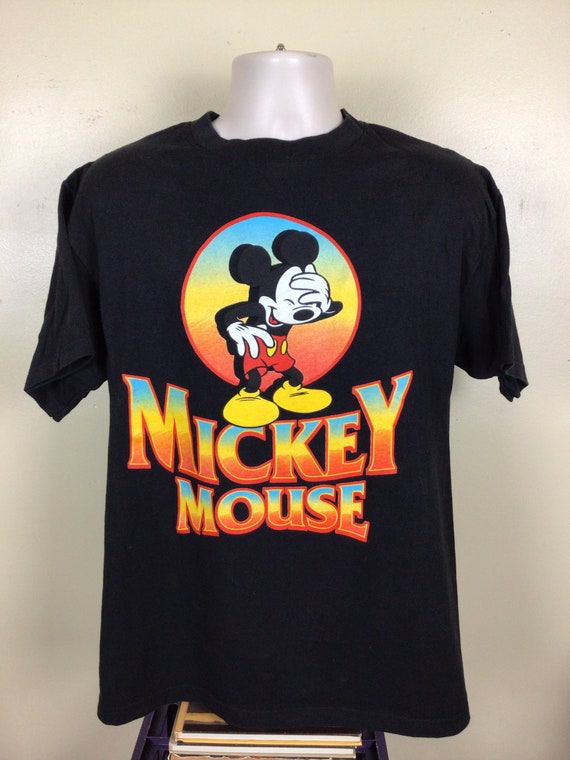 Vtg 90s Mickey Mouse T-Shirt Black L Disney Unlim… - image 2