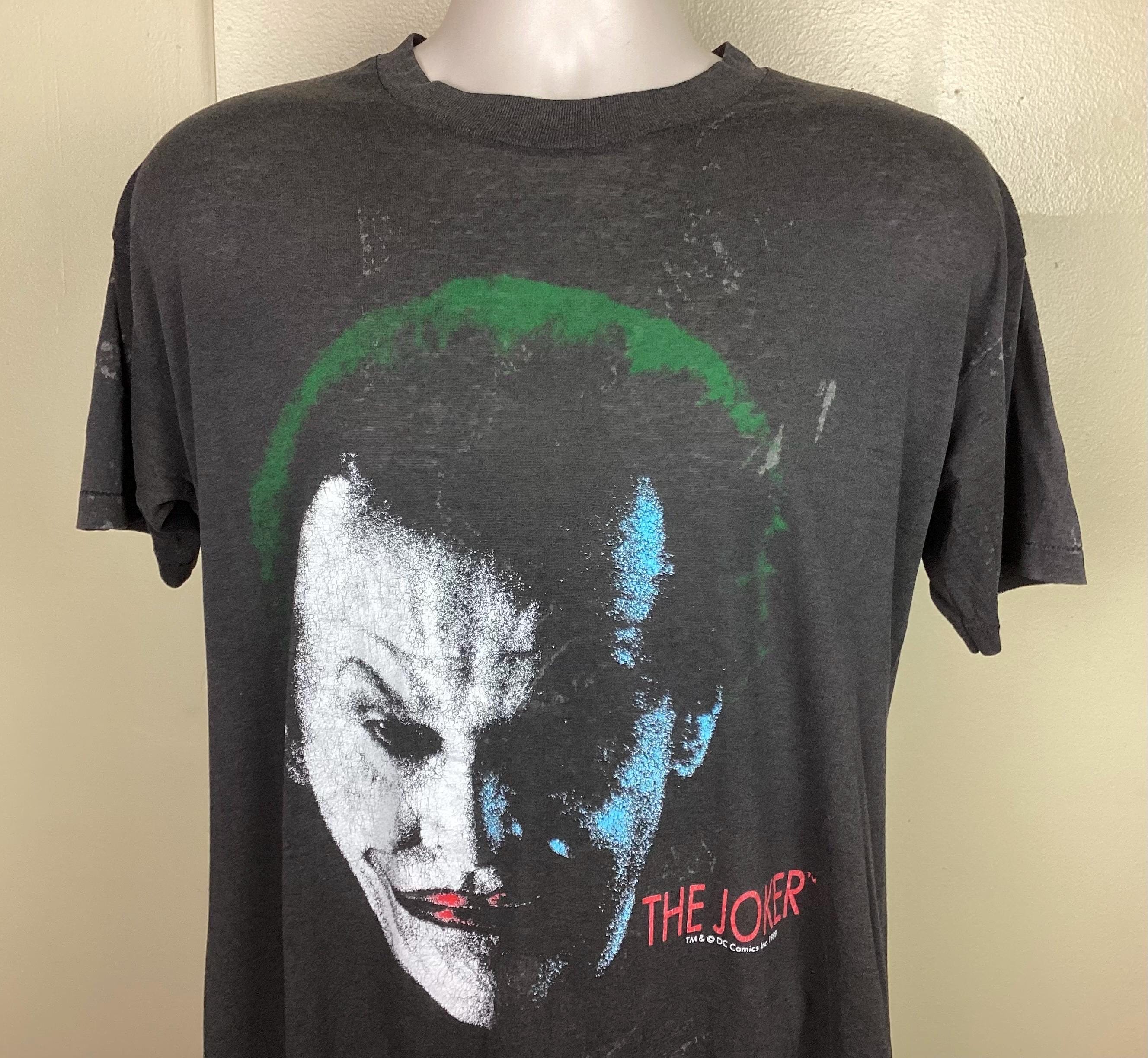 Vtg 1989 Batman Jack Nicholson Joker T-shirt Black L 80s Movie DC