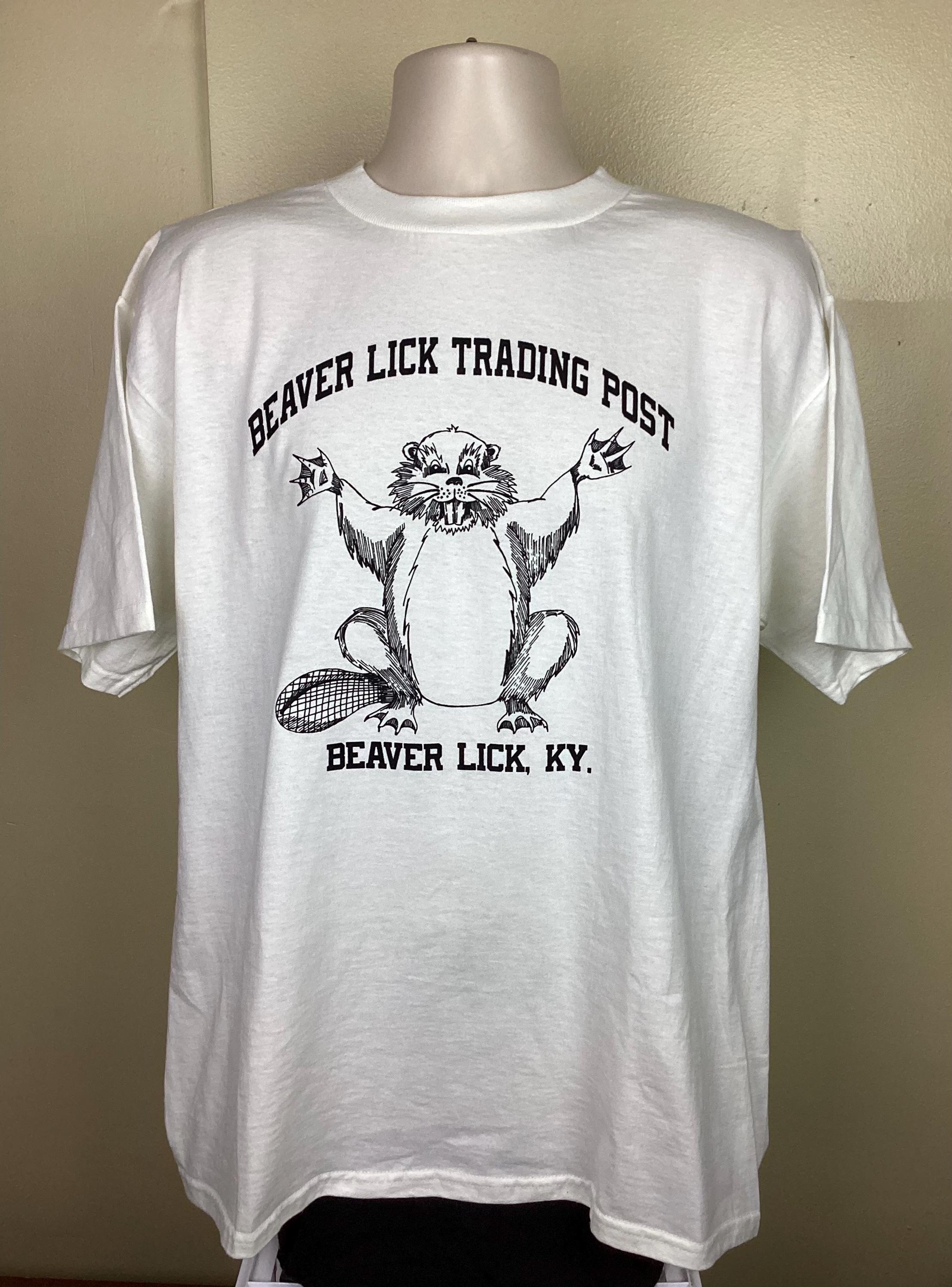 Vtg 90s Beaver Lick Trading Post T-shirt White L Kentucky Funny