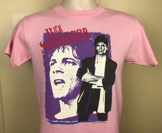 Vtg 1984 Rick Springfield Concert T-Shirt Pink S/… - image 1