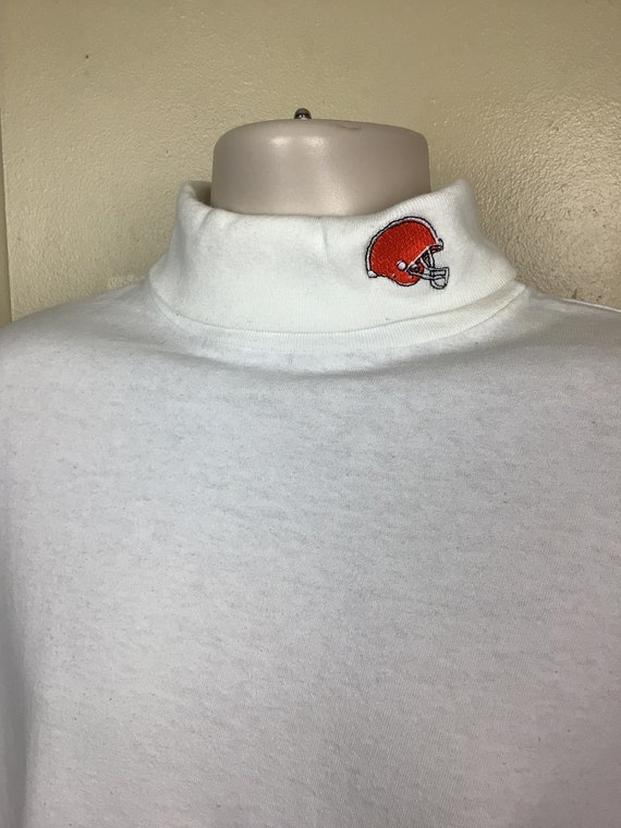 Vtg 90s Cleveland Browns Turtleneck Shirt White M… - image 1