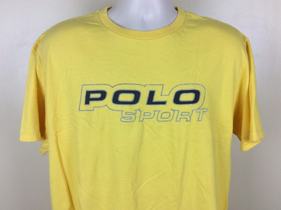 Vtg 90s Polo Sport T-Shirt Gold Yellow L Ralph La… - image 1