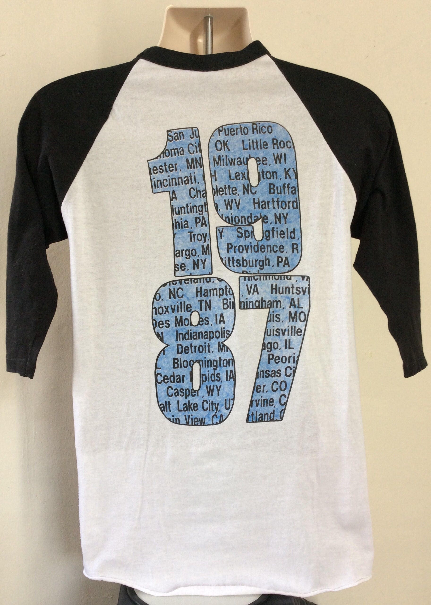 Vtg 1987 Bon Jovi Raglan Jersey Style Concert T-shirt M/L