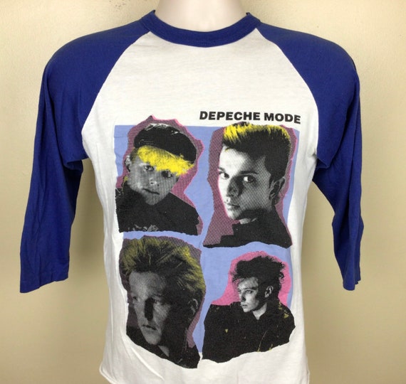 Vtg 80s Depeche Mode Raglan Jersey Style Concert T-shirt White S/M