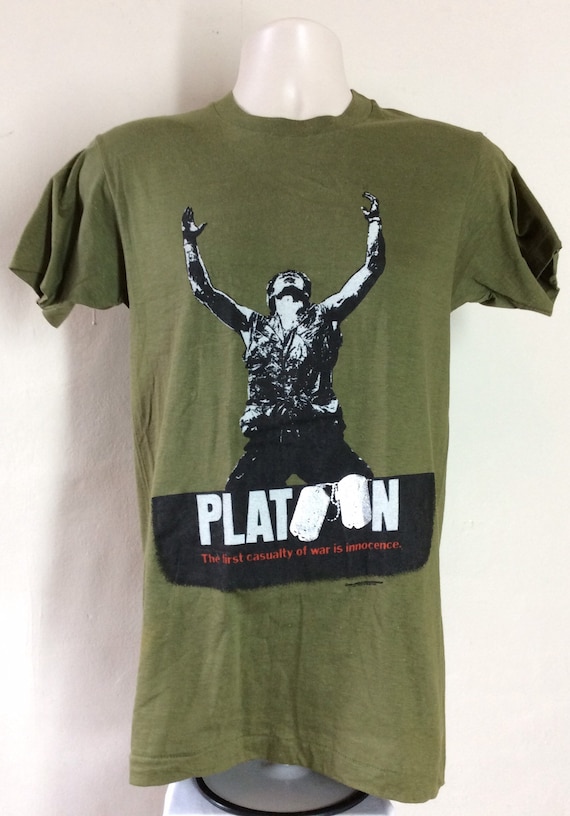 ヴィンテージ 1986 プラトーン 映画 Tシャツ グリーン XS/S 80年代 