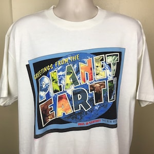 Vtg 1993 Paul McCartney New World Tour Concert T-Shirt White XL 90s Postcard Brockum Beatles