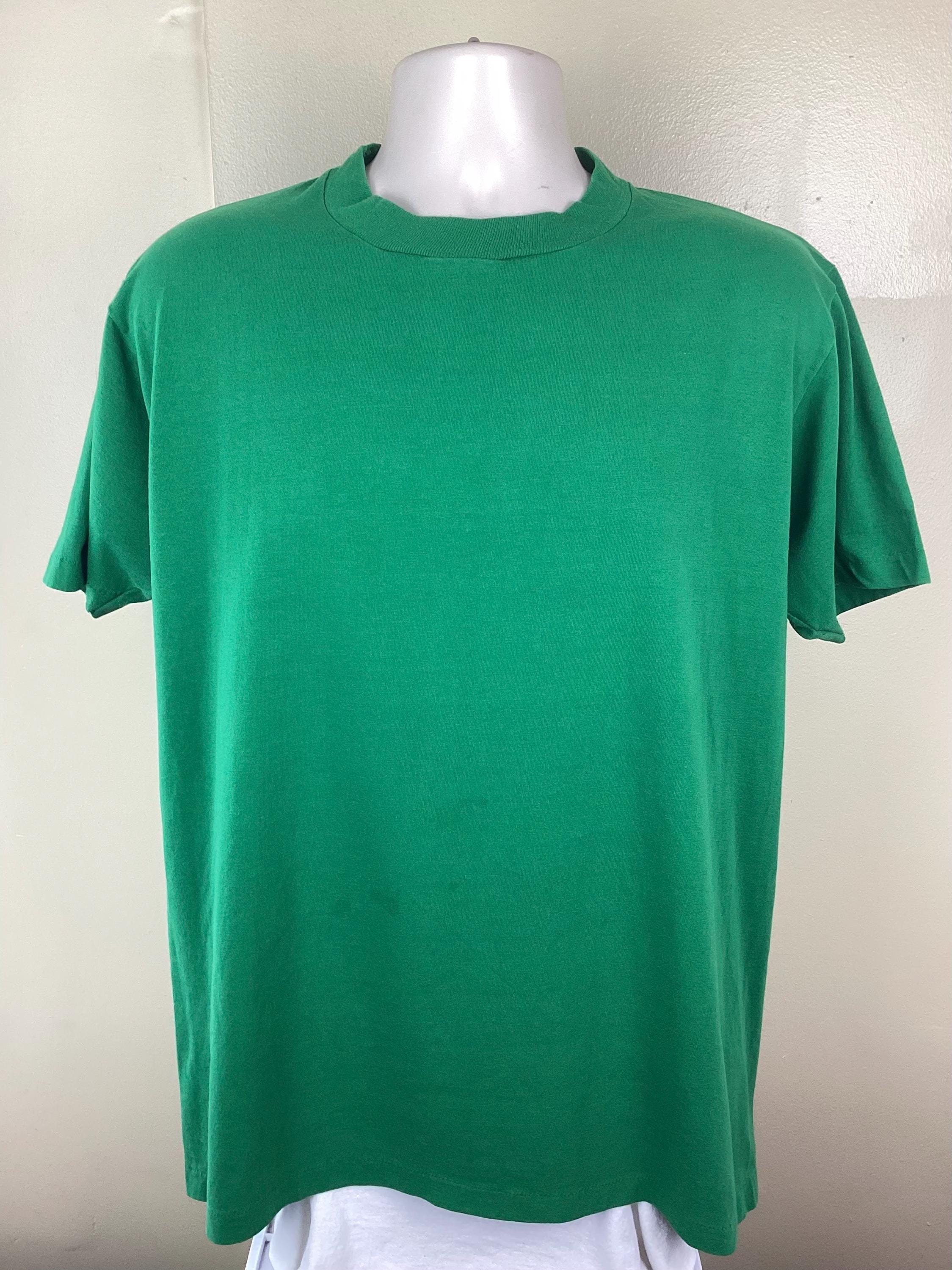 Vtg 70s Russell Athletic Plain Green T-shirt L Blank 50/50 Single