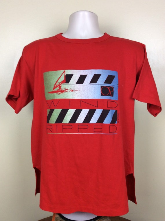 Vtg 1985 OP Ocean Pacific Windsurfing T-Shirt Red… - image 2