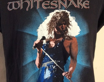 Vtg 1987 Whitesnake David Coverdale Concert T-shirt Black M/L 80s