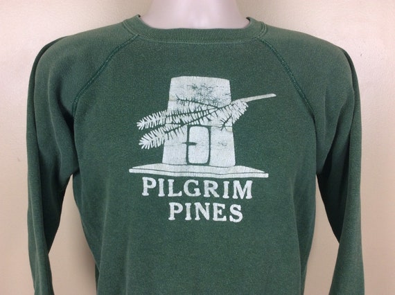 Vtg 70s Huskee Mills Pilgrim Pines Raglan Sweatsh… - image 1