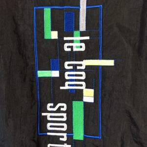 Vtg 80s Early 90s Le Coq Sportif Windbreaker Jacket Black Blue L French Sneaker Brand image 4