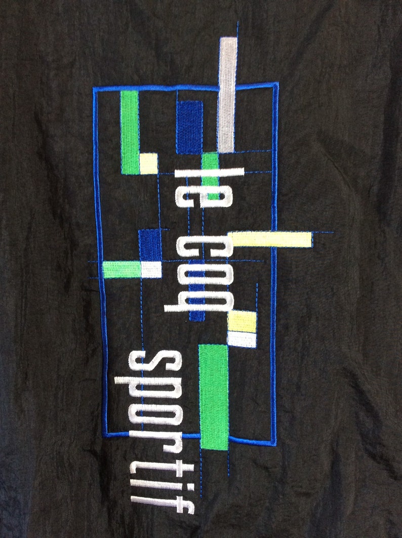 Vtg 80s Early 90s Le Coq Sportif Windbreaker Jacket Black Blue L French Sneaker Brand image 4