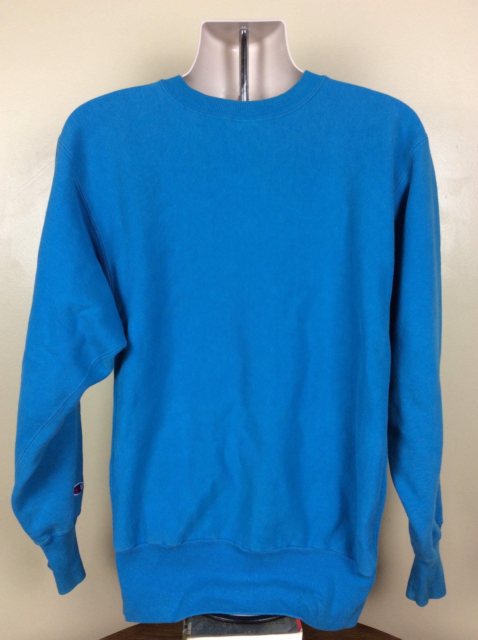 Vtg 90s Champion Reverse Weave Sweatshirt Turquoise Blue XL Made 