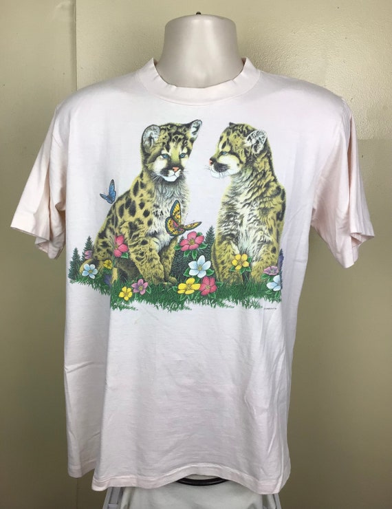 Vtg 1991 Cheetah Cubs T-Shirt Pink M/L 90s Baby A… - image 2