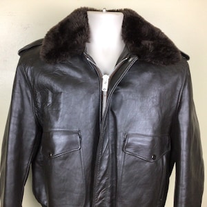 Vtg 60s 70s Schott I-S-674-M-S Leather Flight Jacket Brown Size 42