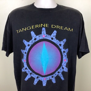 Vtg 1992 Tangerine Dream Concert T-Shirt Black XL 90s Rockoon Electronic Music Krautrock Kraut Rock Band Brockum
