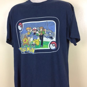 Vtg 1999 Pokémon T-Shirt Blue Adult Size L/XL 90s Nintendo Pokemon Card Video Game image 4