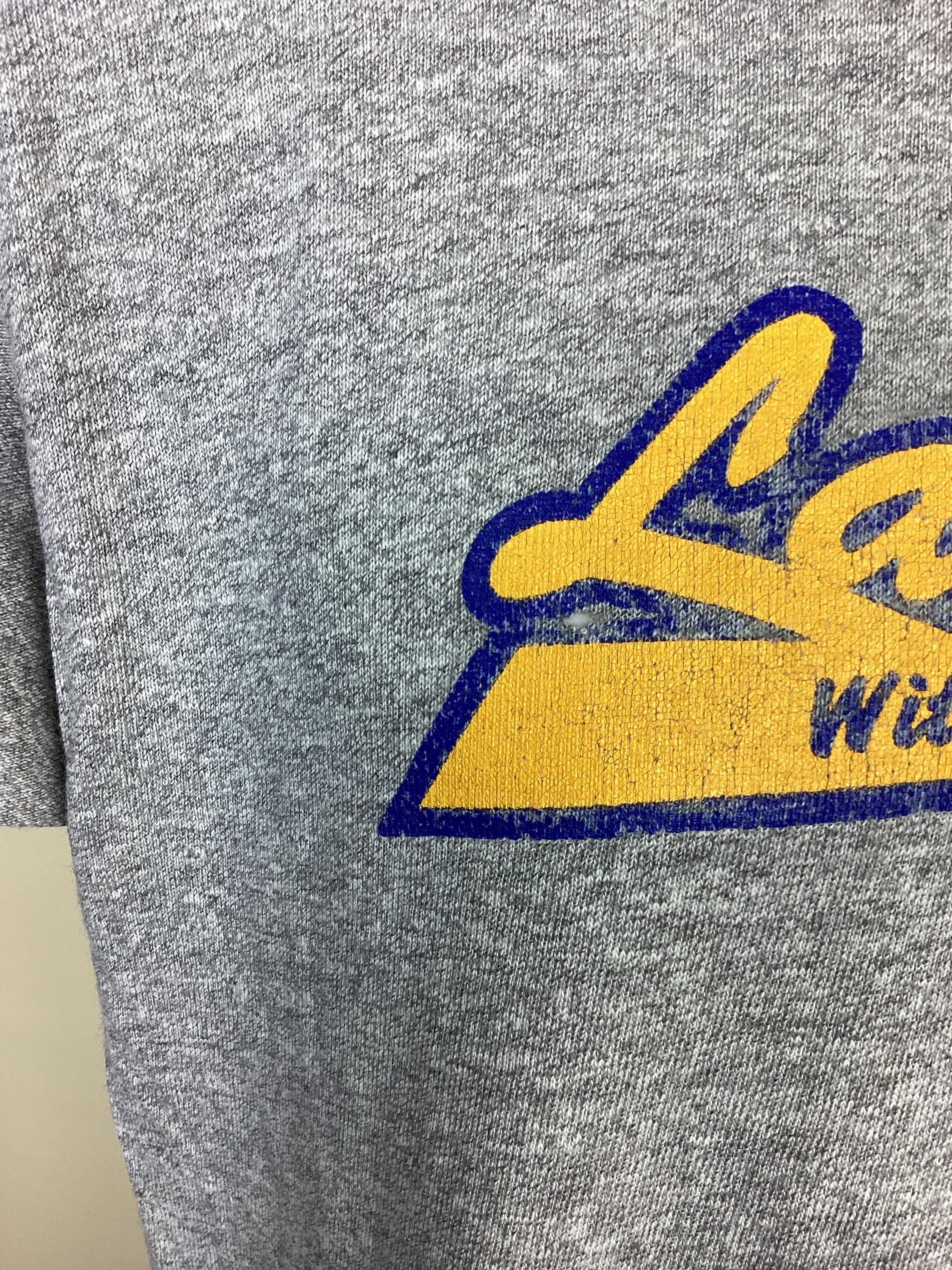 トップス 80s Champion Late Night T-SHIRT 80's Champion Late Night Rubber Print T-shirt Gray Frosted