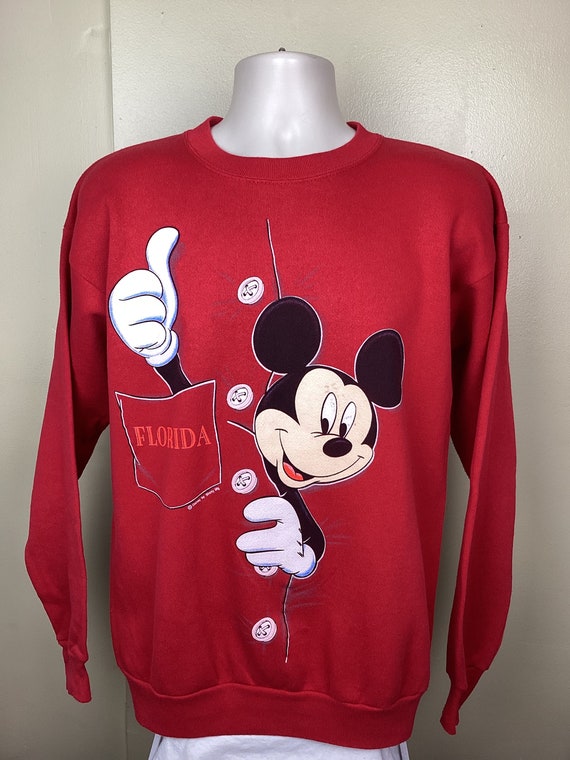 Vtg 90s Mickey Mouse Florida Crewneck Sweatshirt … - image 2