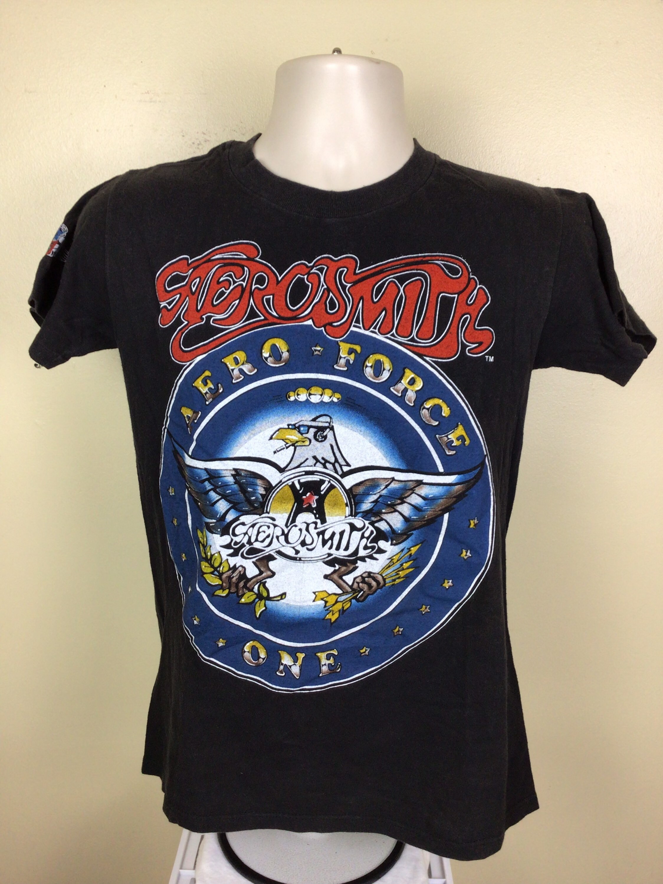 aerosmith tシャツ① Vtg 1986 Aerosmith Concert T-shirt Black M 80s Aero Force
