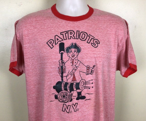 Vtg 70s Patriots N.Y. Ringer T-Shirt Heather Red … - image 1