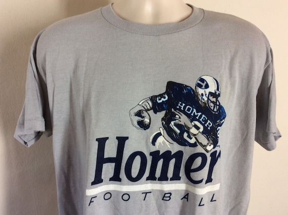 Vtg 70s Early 80s Homer Football T-Shirt Gray L/X… - image 1