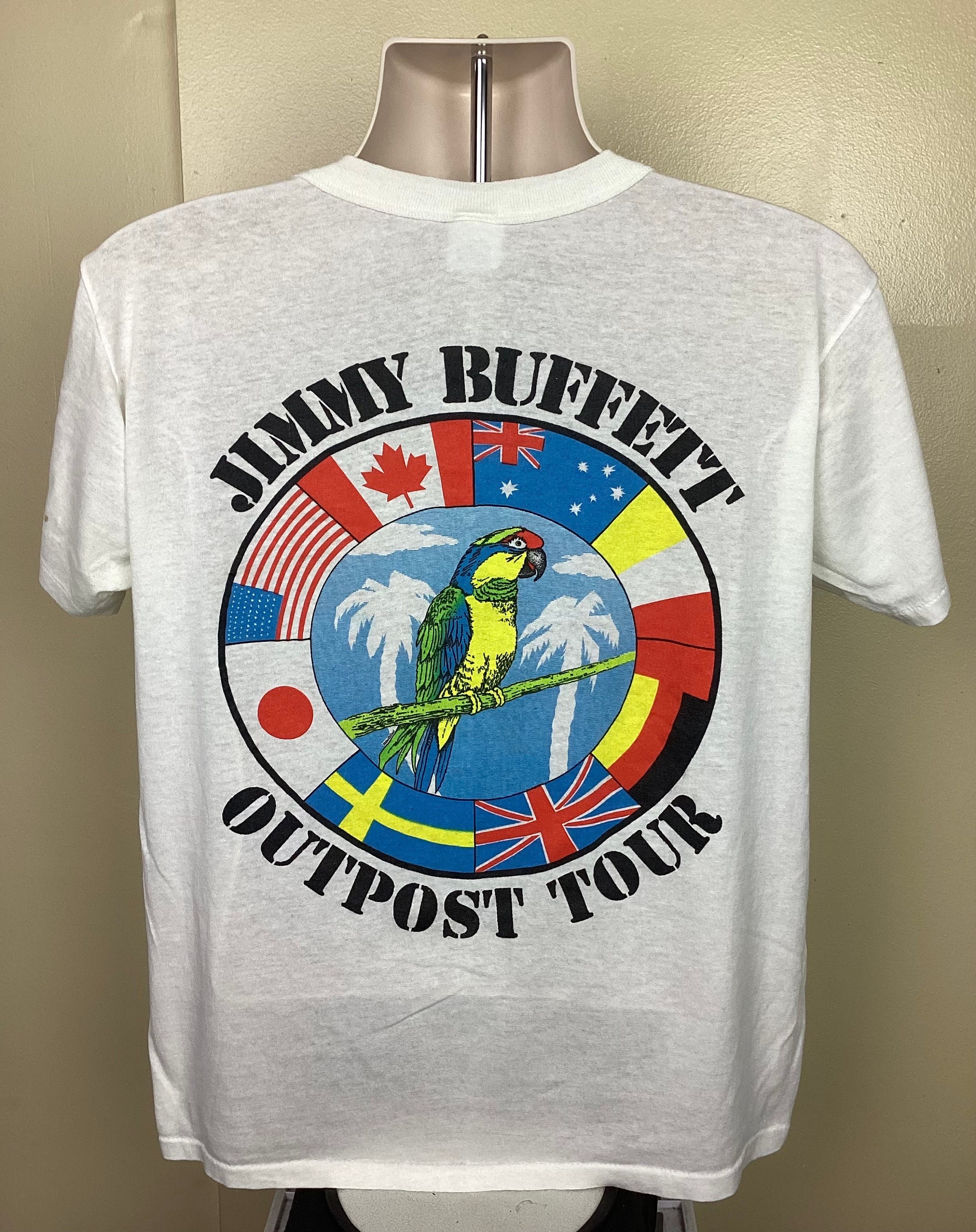 Vtg 1991 Jimmy Buffett Outpost Tour Concert T-shirt White L/XL 90s 