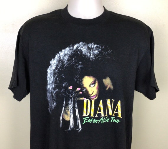 Vtg 1986 Diana Ross Eaten Alive Tour Concert T-shirt Black L/XL 