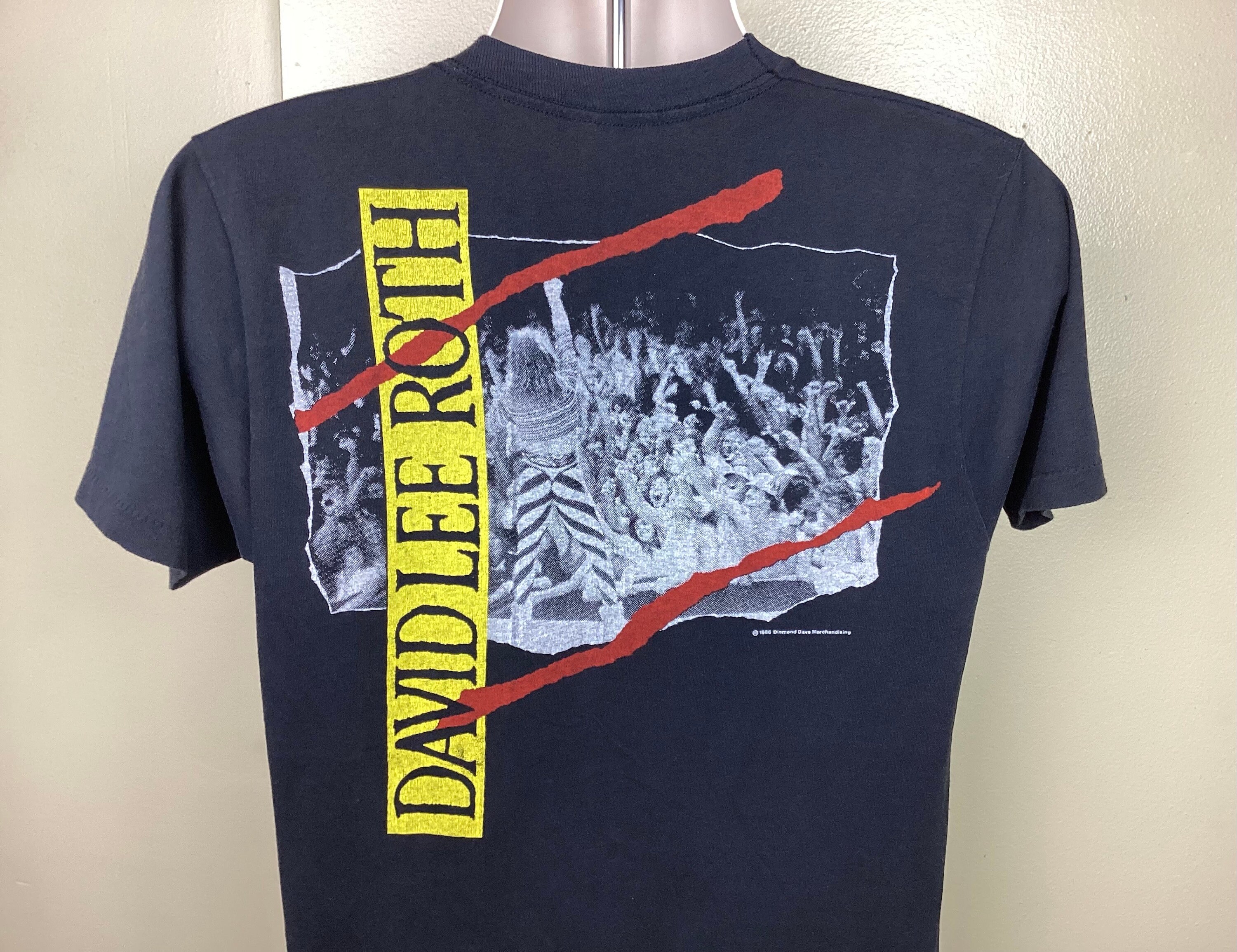 Vtg 1986 David Lee Roth Concert T-shirt Black M/L 80s Eat Em and