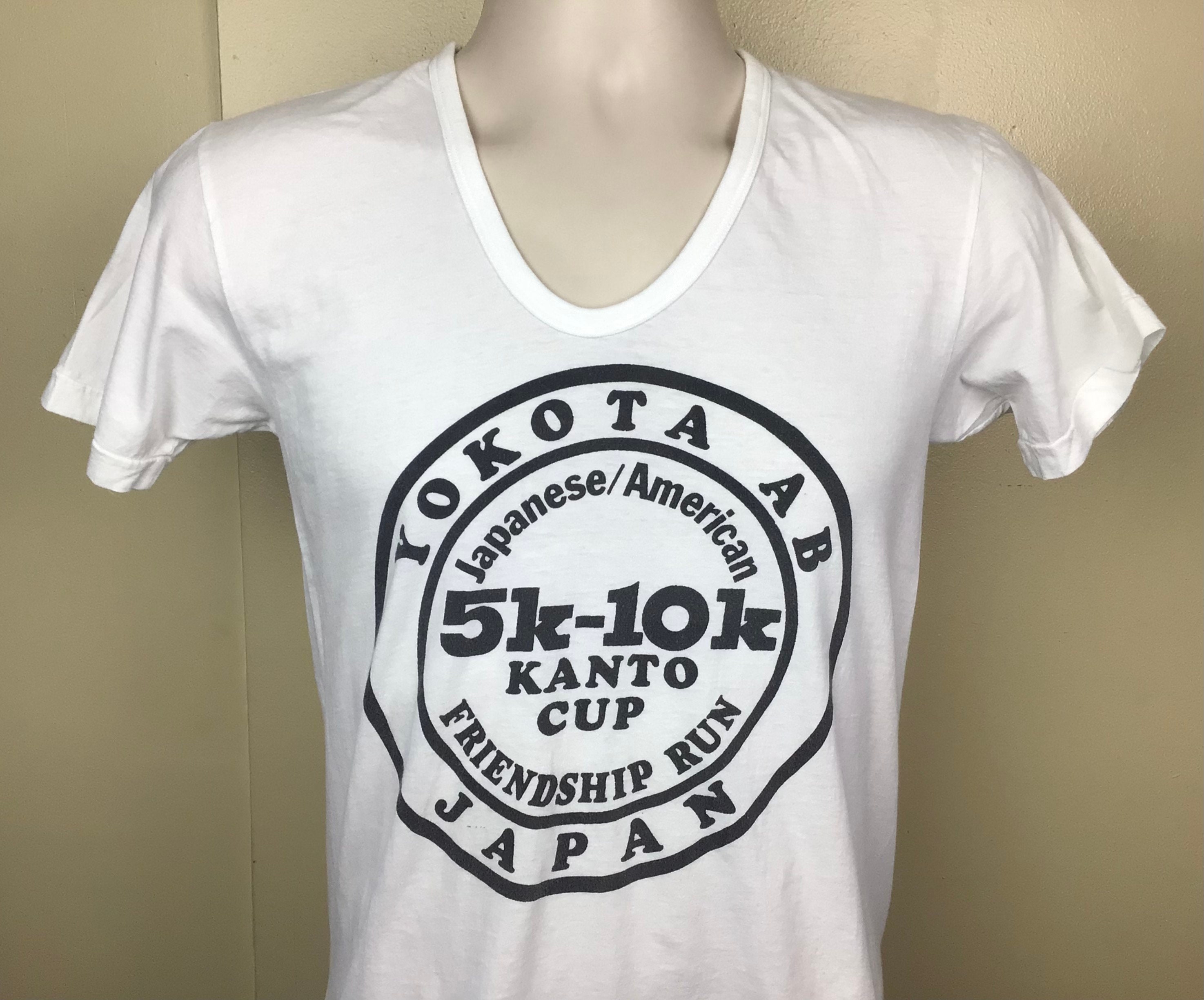 Vtg 80s Yokota Air Force Base Japan Friendship Run V-neck T-shirt