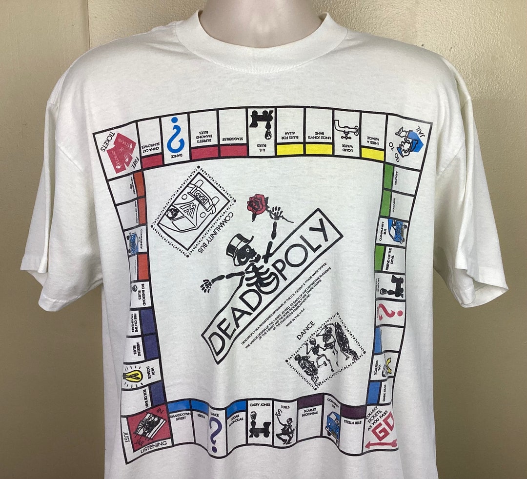 Vtg 90s Grateful Dead Deadopoly T-shirt White XL Single Vtg 90s Grateful Dead Deadopoly T-shirt White XL Single