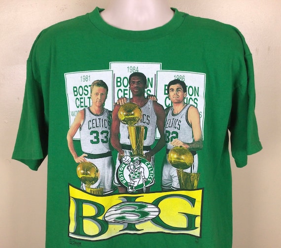 Vtg 90s Boston Celtics Big 3 T-shirt Green XL Larry Bird Kevin Mchale  Robert Parish Salem Sportswear NBA - Etsy