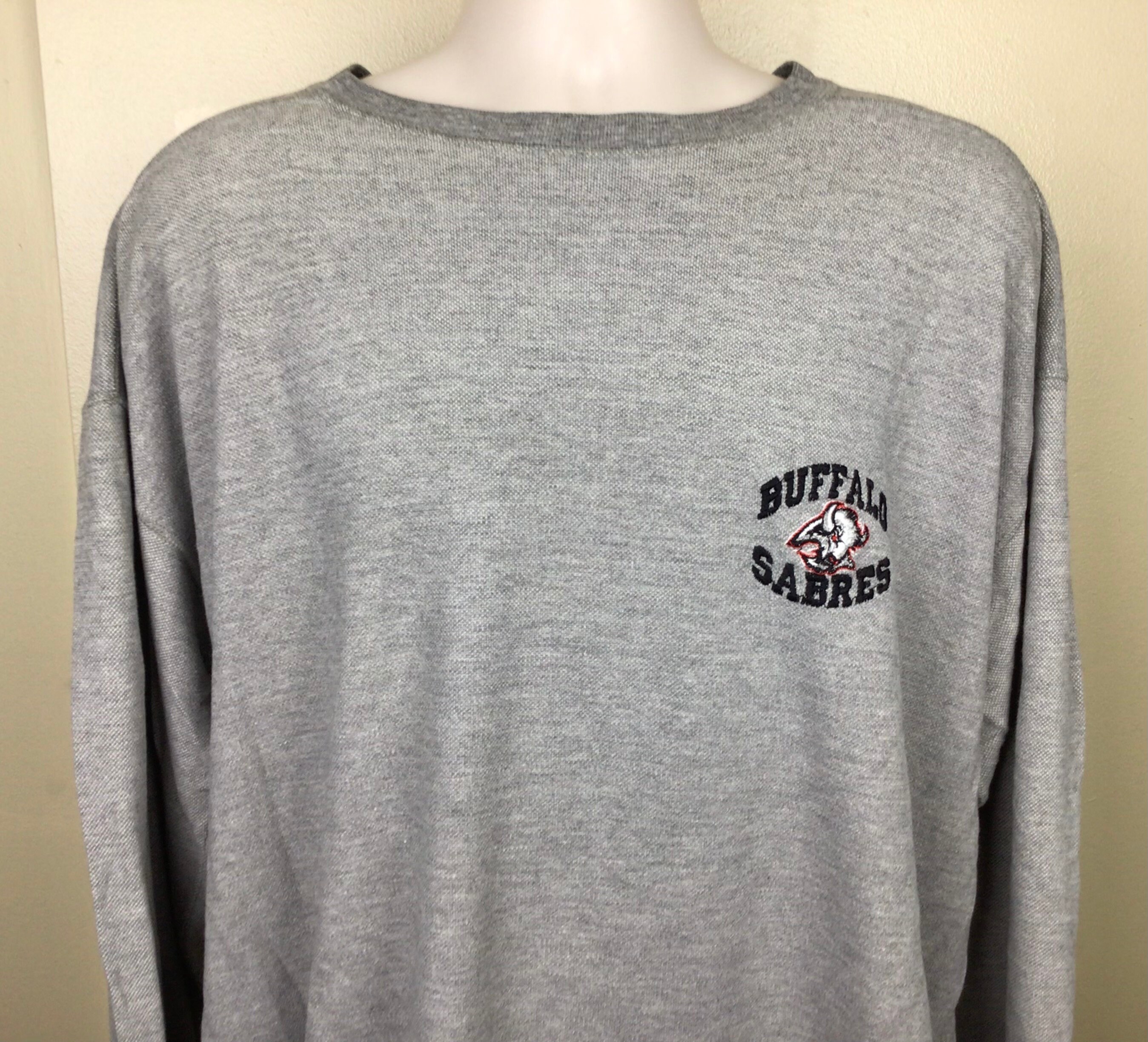Vtg 90s Buffalo Sabres Goat Head Logo Sweatshirt Heather Gray