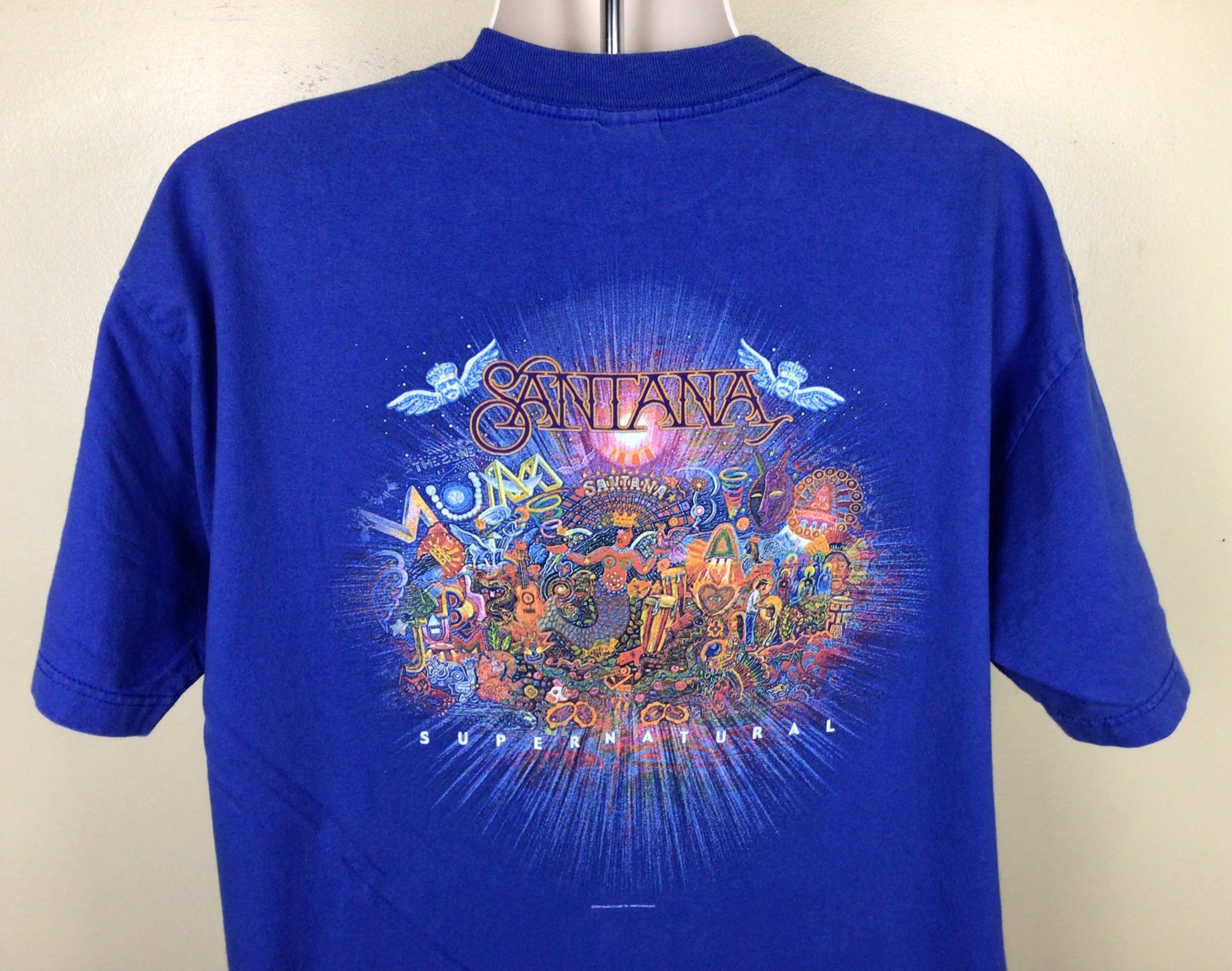 Vtg 1999 Santana Supernatural T-shirt Blue XL 90s Classic Rock
