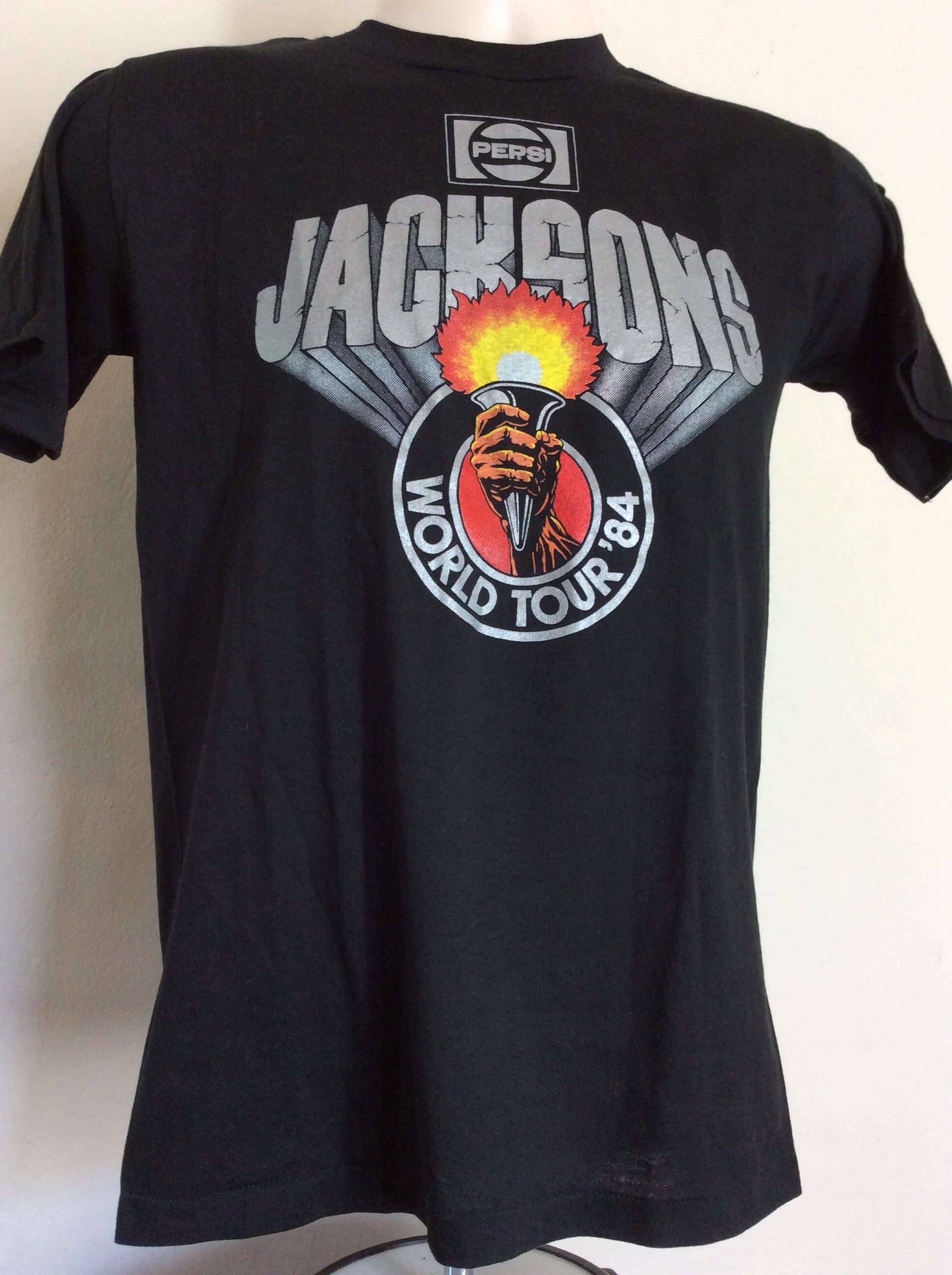 Vtg 1984 Jacksons Concert T-shirt Black XS/S 80s Michael Jackson