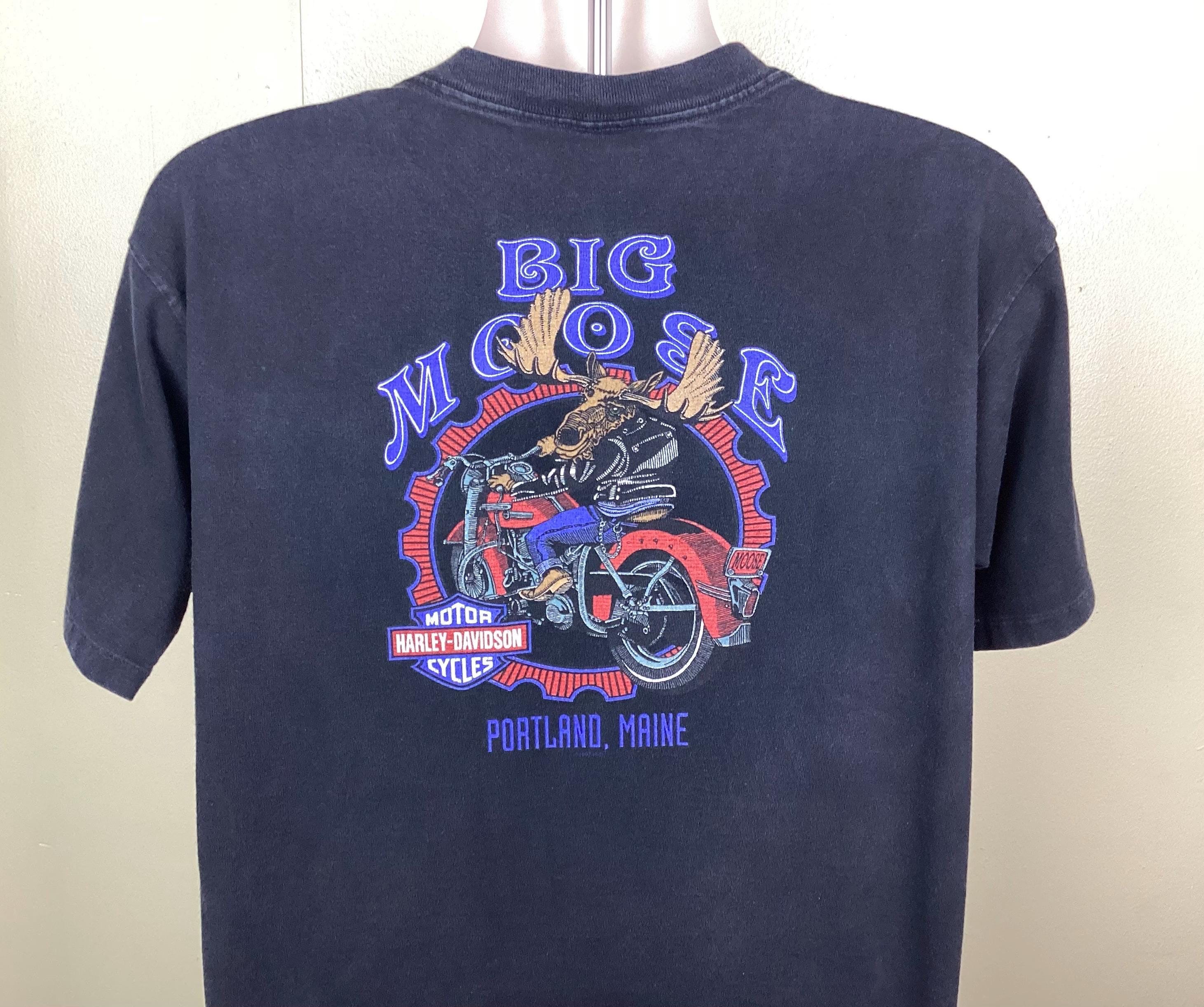 Vtg 1996 Harley Davidson Wolves Aurora Borealis T-shirt Black L 
