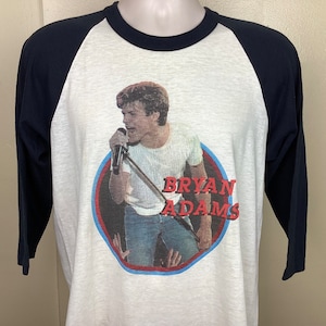 Vtg 1985 Bryan Adams Raglan Jersey Style Concert T-shirt