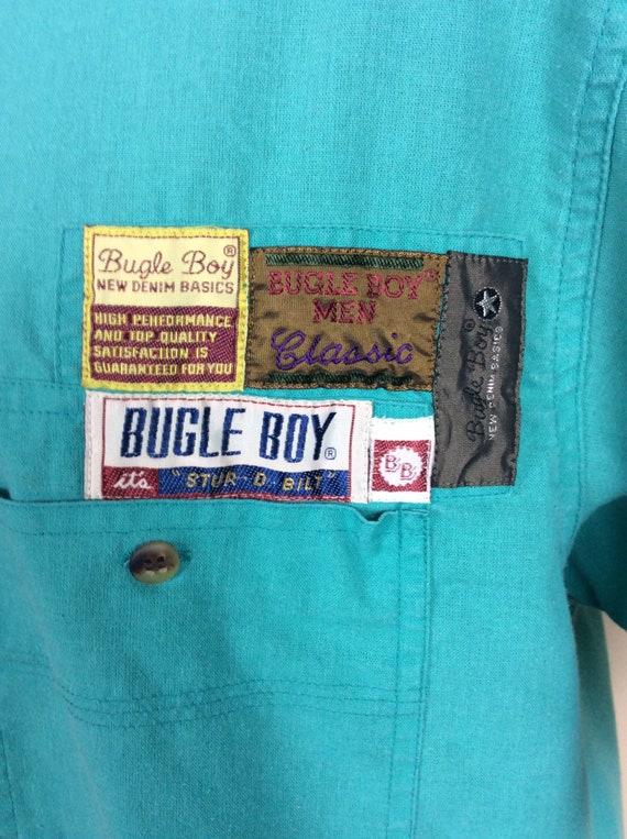 Vtg 90s Bugle Boy Short Sleeve Button Down Shirt … - image 5