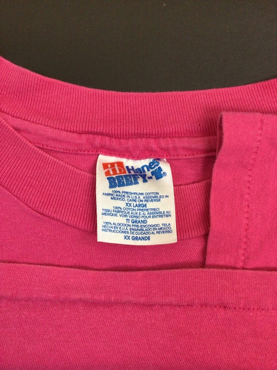 Vtg Early 90s Hanes Plain Pink T-Shirt XXL Blank … - image 4