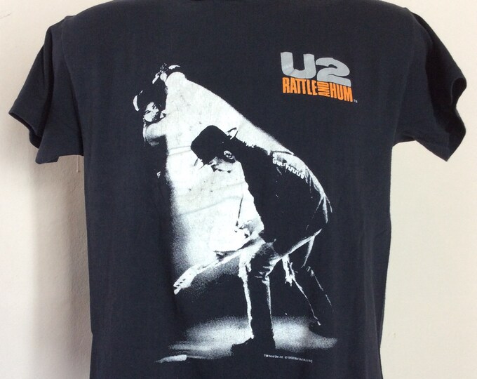 Vtg 1988 U2 Rattle and Hum Tshirt Black S/M 80s Bono Edge Etsy