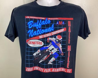 Camiseta Vtg 1987 Motocross Nationals M 80s Buffalo Erie County Fair Hamburg NY Single Stitch Motorcycle Races Genesee Beer AMA Racing