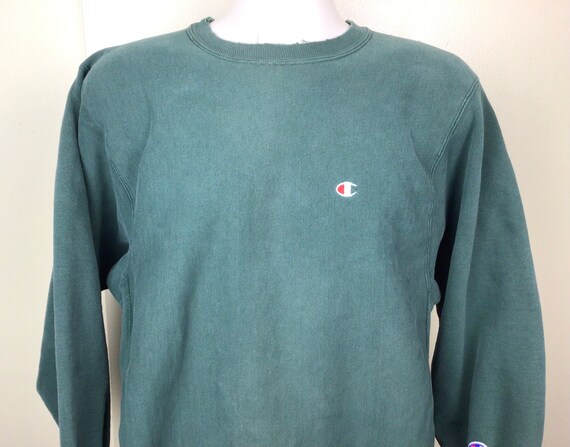 Vtg 90s Champion Reverse Weave Crewneck Sweatshirt Green XL Made