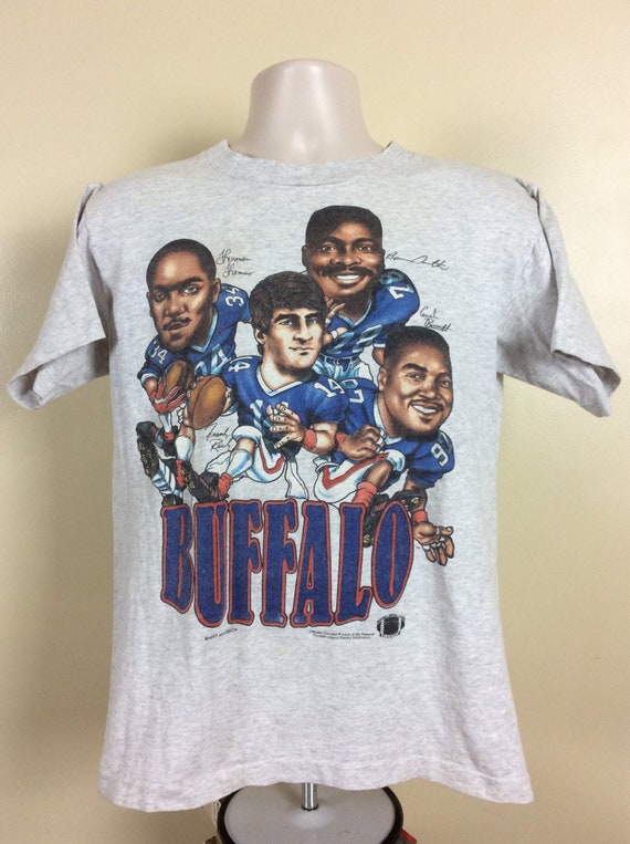 Vtg 90s Buffalo Bills Caricature T-Shirt Heather … - image 2