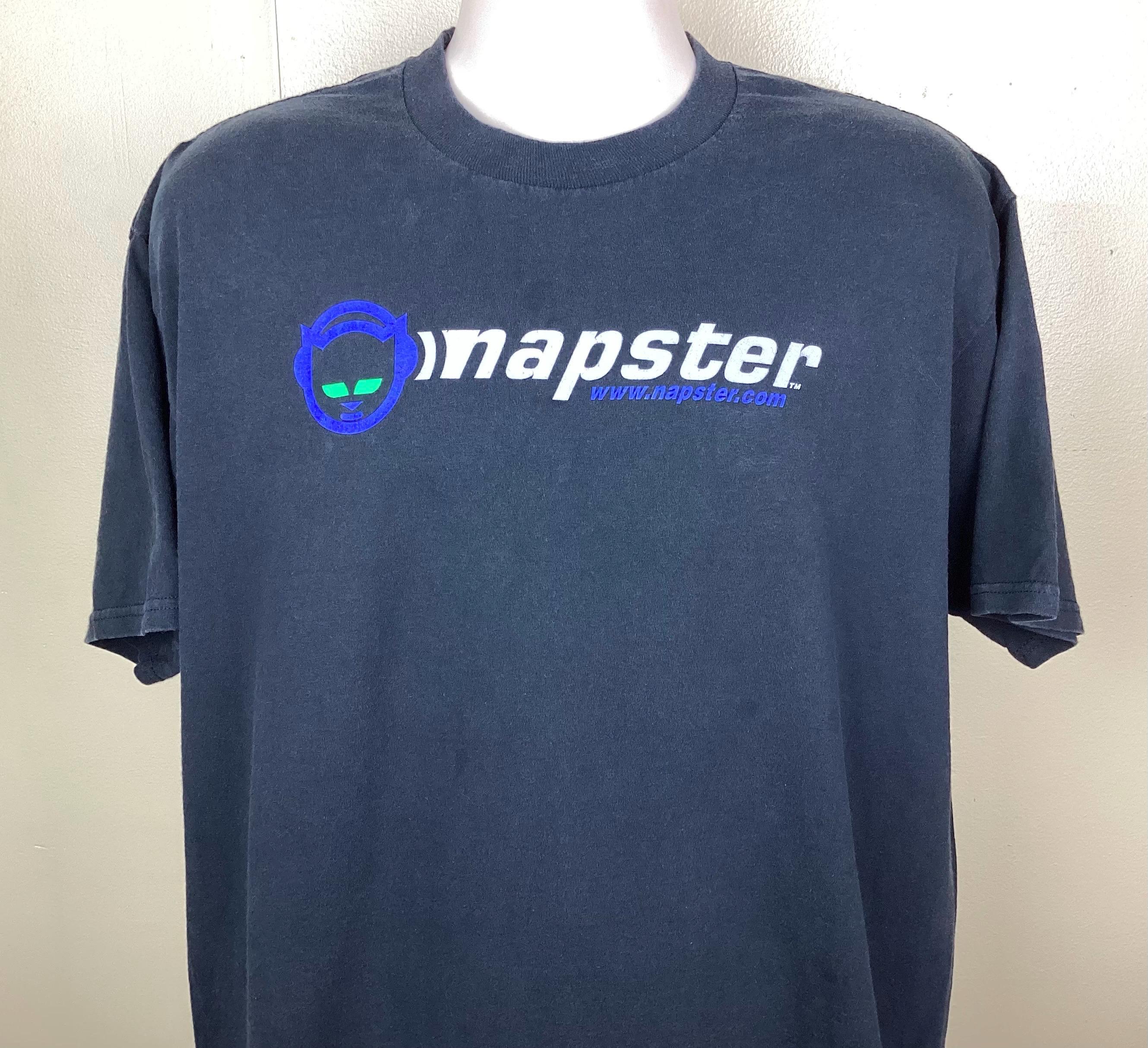 Vtg 90s Y2K Napster T-shirt Black XL Music File Sharing Service