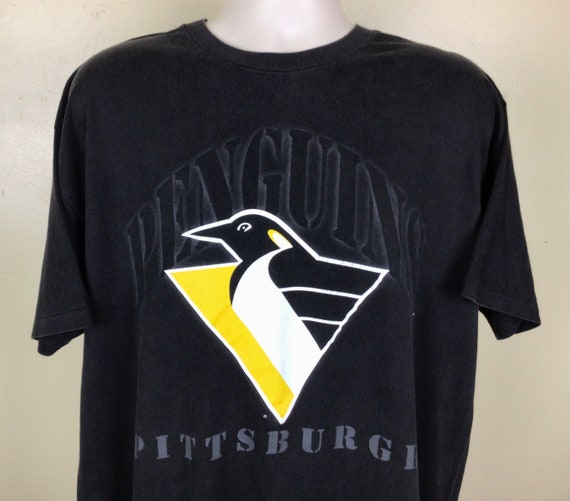 Vtg 90s Pittsburgh Penguins T-Shirt Black XL Hanes